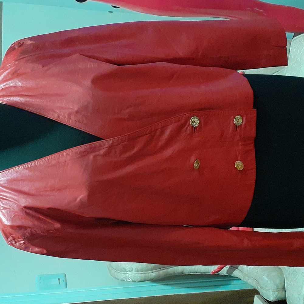 Dana Brooke red leather jacket